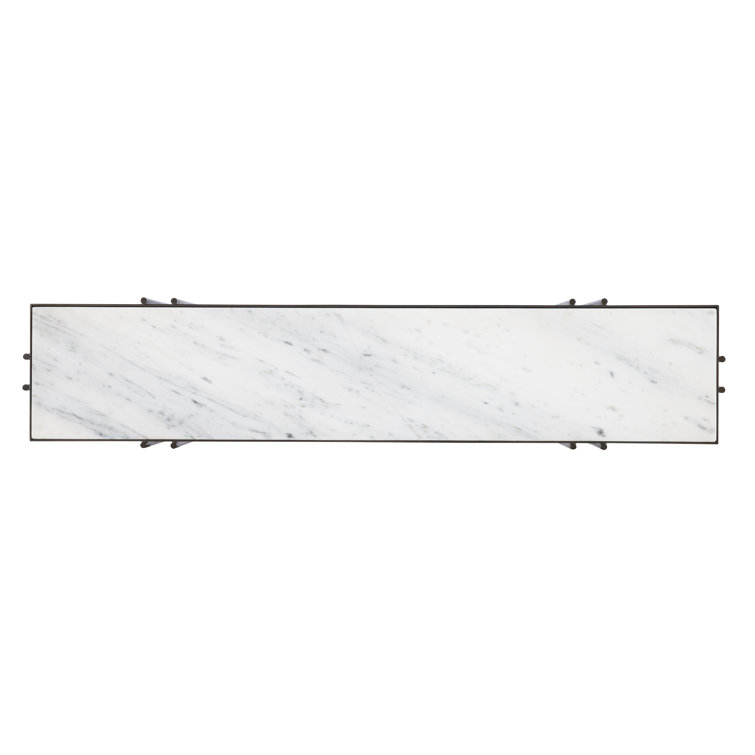 Harmon White Carrara Marble and Bronze Console Table