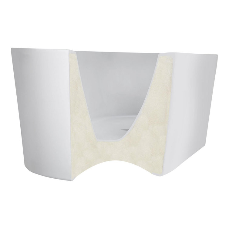 59" White Acrylic Freestanding Rectangular Tub