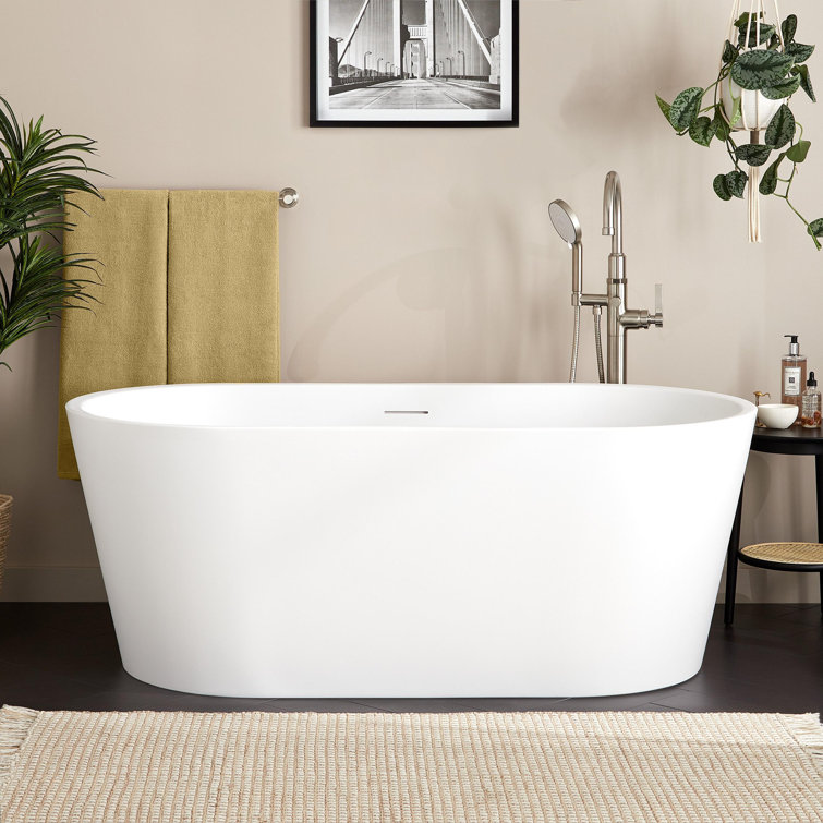 Eden 59" Matte White Acrylic Freestanding Soaking Tub