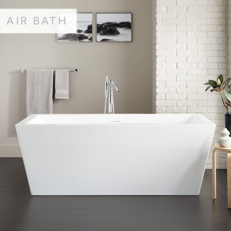 59" White Acrylic Freestanding Air Tub with 12 Jets