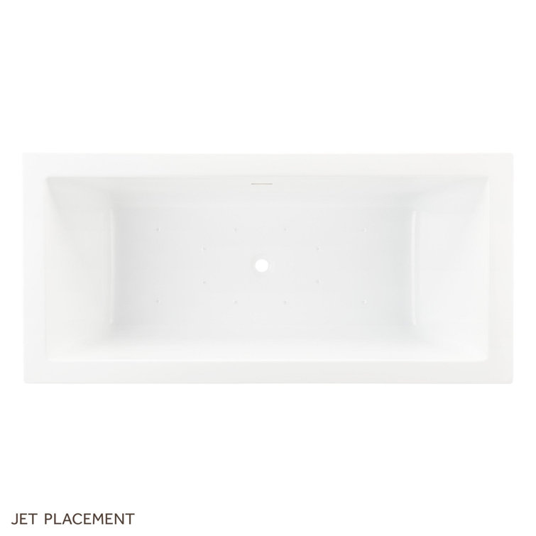 59" White Acrylic Freestanding Air Tub with 12 Jets