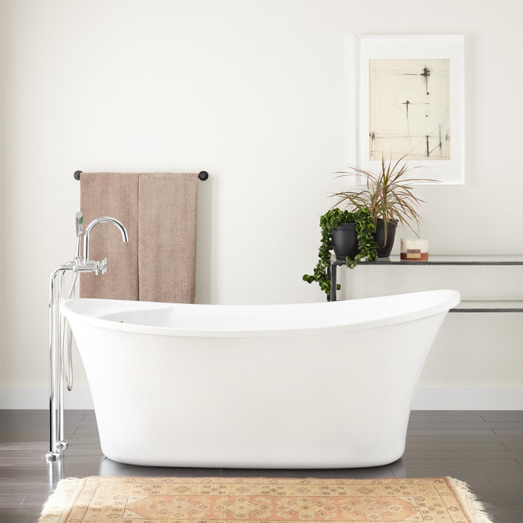 66'' White Acrylic Freestanding Oval Tub