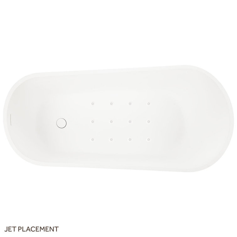 66'' White Acrylic Freestanding Slipper Tub with Jets