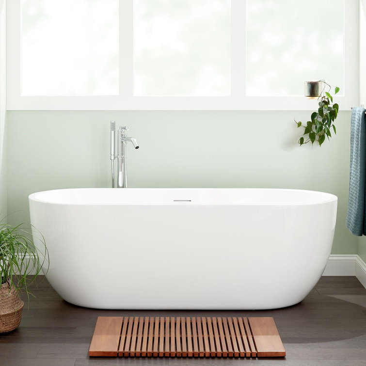 65" White Acrylic Freestanding Soaking Tub