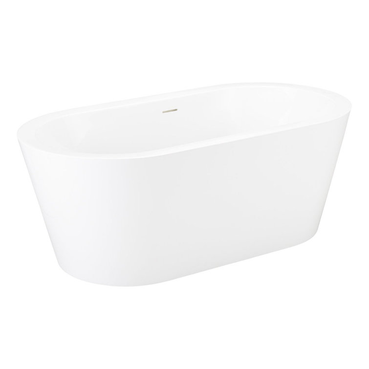 61" White Acrylic Freestanding Oval Tub