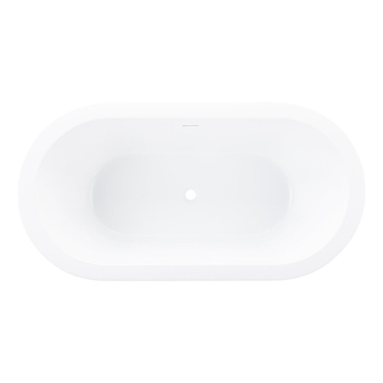 61" White Acrylic Freestanding Oval Tub