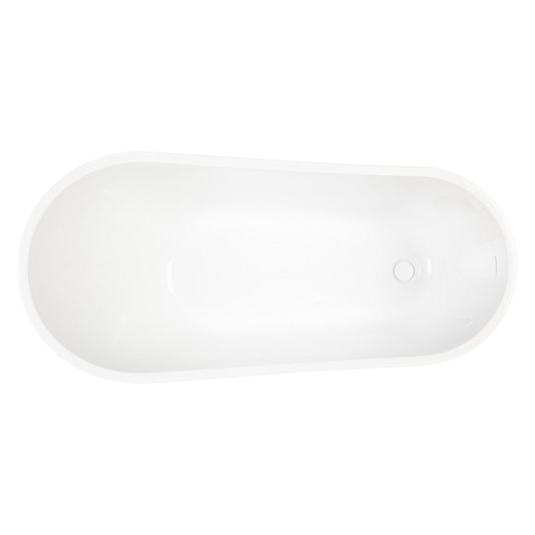 59'' White Acrylic Oval Freestanding Slipper Tub