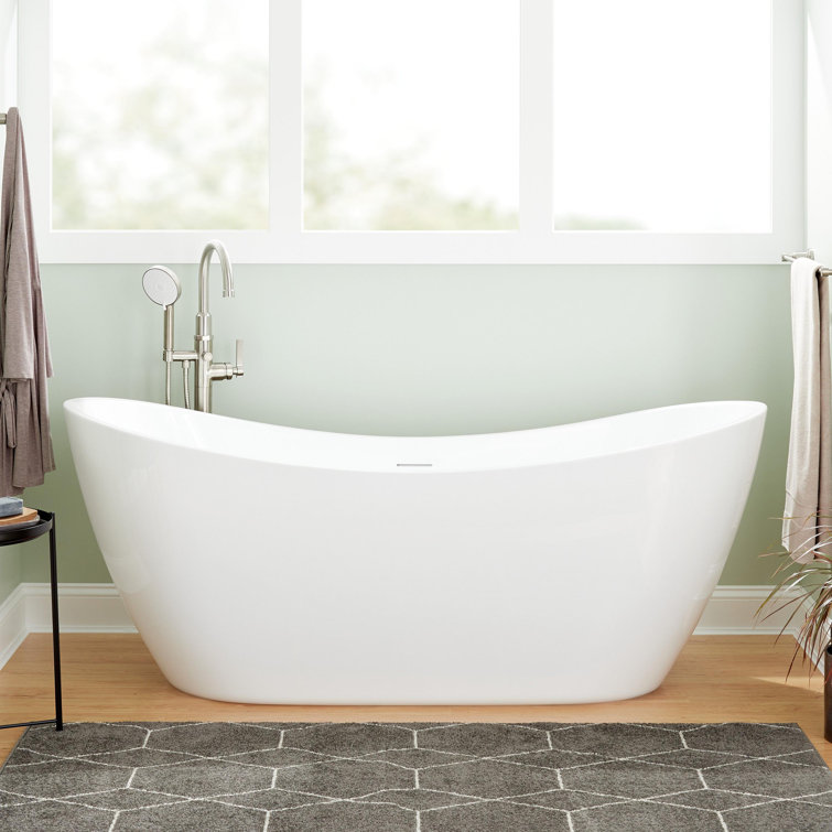 72" White Acrylic Freestanding Double-Slipper Tub