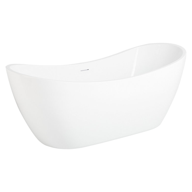72" White Acrylic Freestanding Double-Slipper Tub
