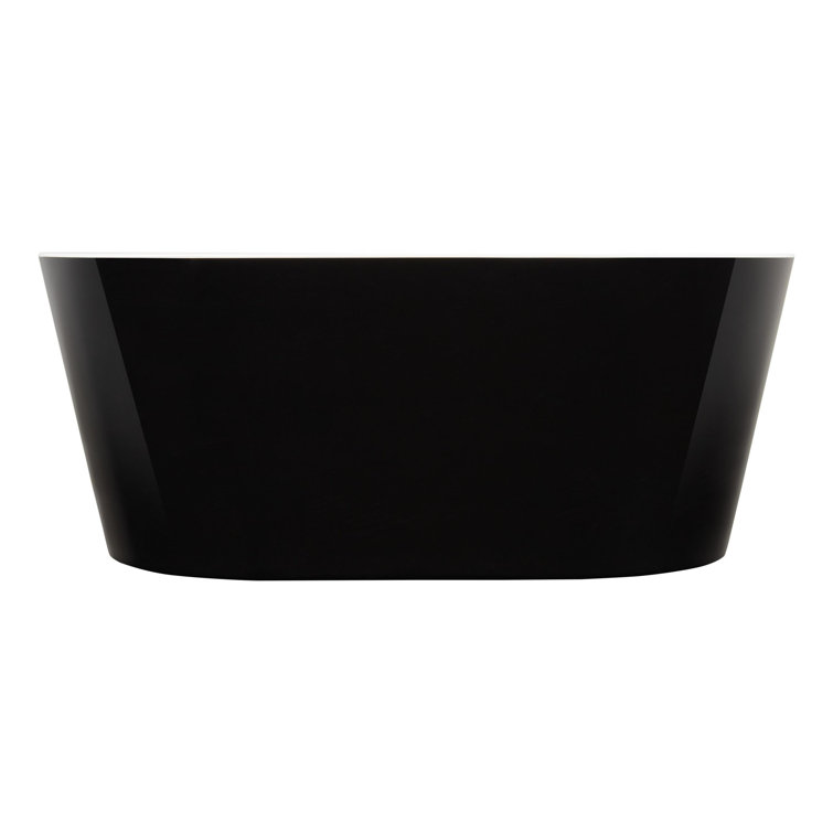 63" Smooth Black Acrylic Freestanding Oval Tub