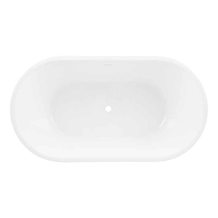 63" Smooth Black Acrylic Freestanding Oval Tub