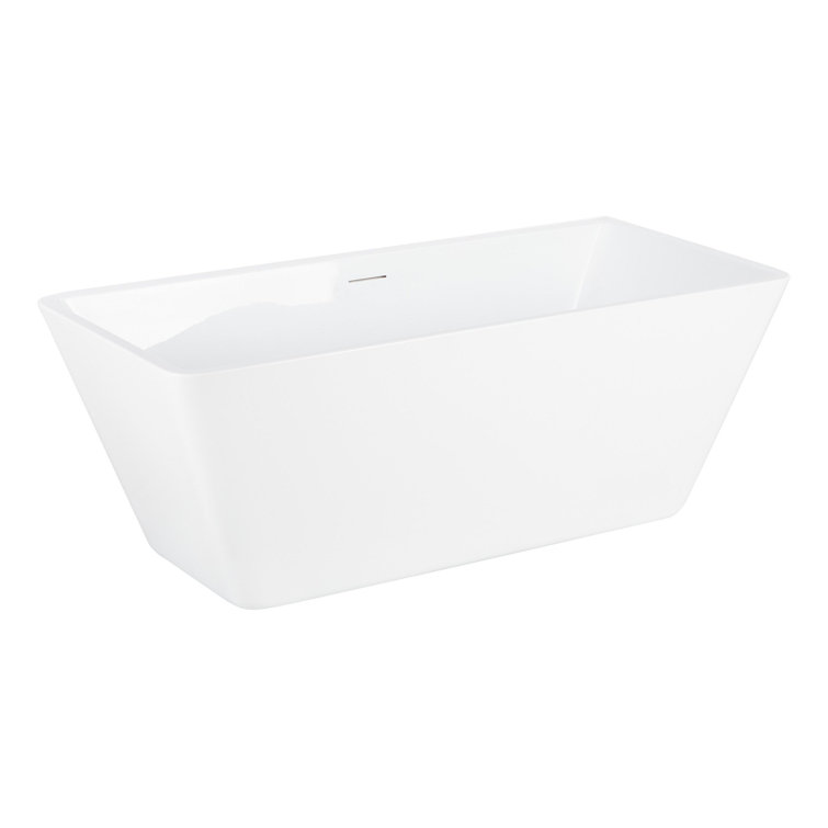 59" White Acrylic Freestanding Rectangular Tub