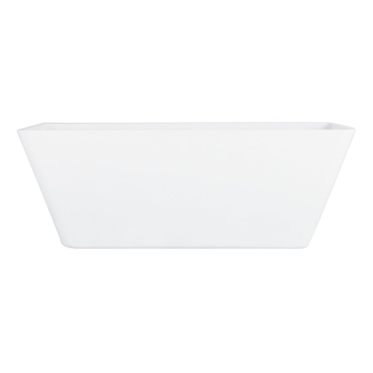 59" White Acrylic Freestanding Rectangular Tub