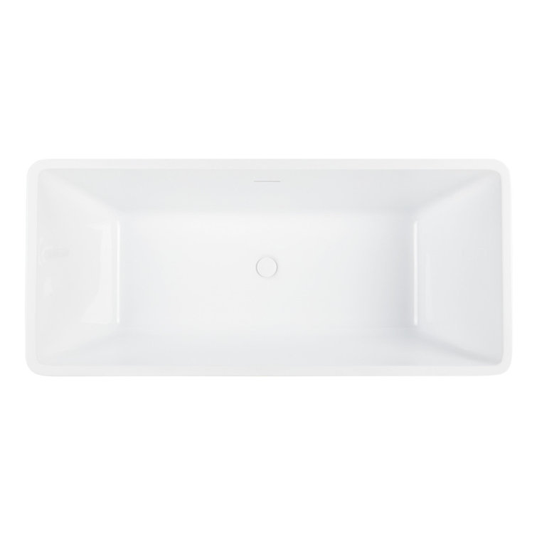 59" White Acrylic Freestanding Rectangular Tub
