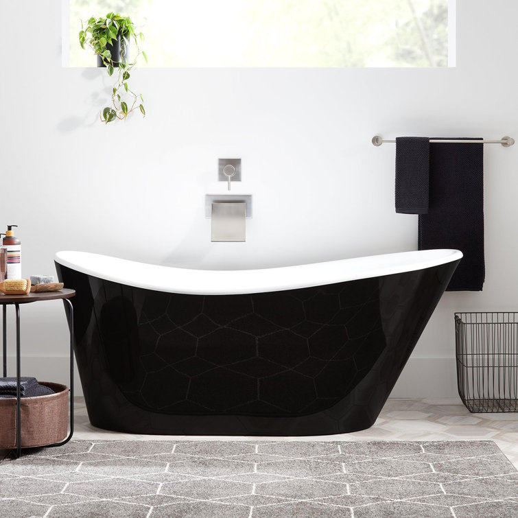 67" Black and White Acrylic Freestanding Tub