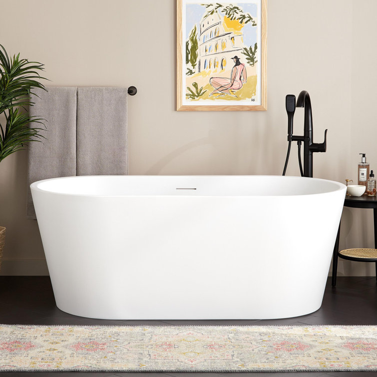 63" Matte White Acrylic Freestanding Soaking Tub