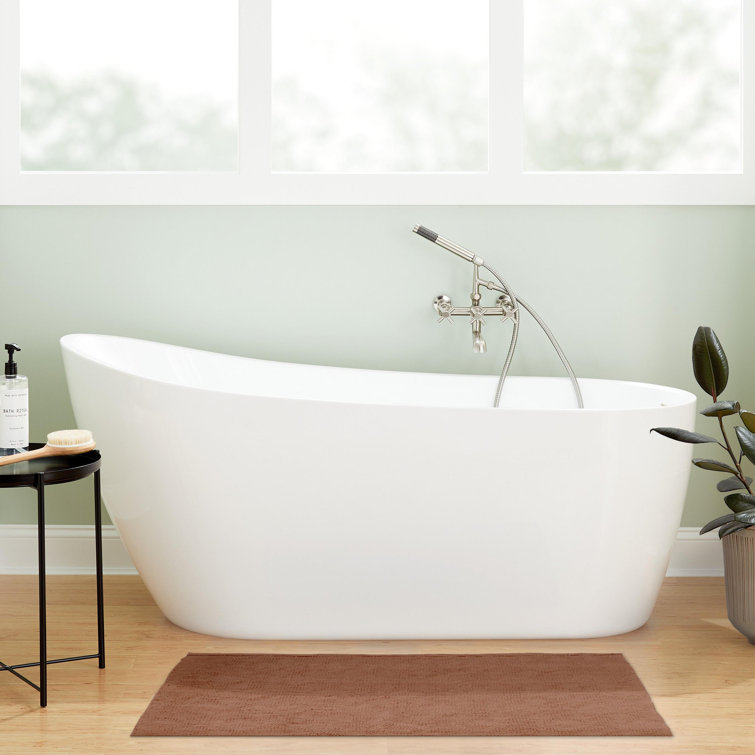 59'' White Acrylic Oval Freestanding Slipper Tub