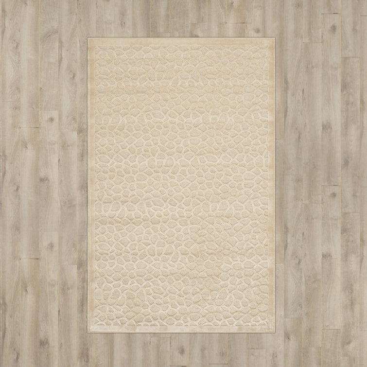 Cream Tufted Handmade Viscose Rectangular Rug 4' x 5'7"