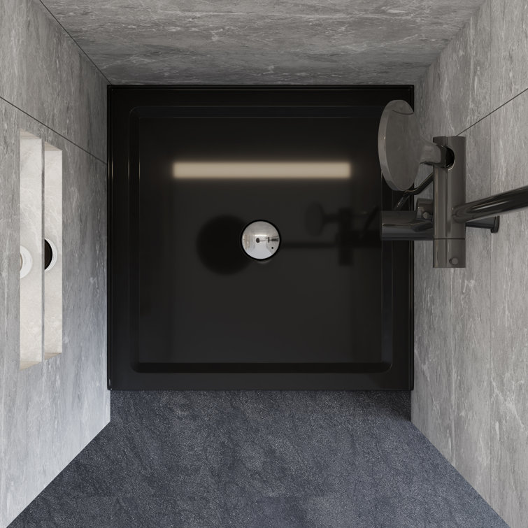 36" Black Acrylic Single Threshold Shower Base with Center Drain