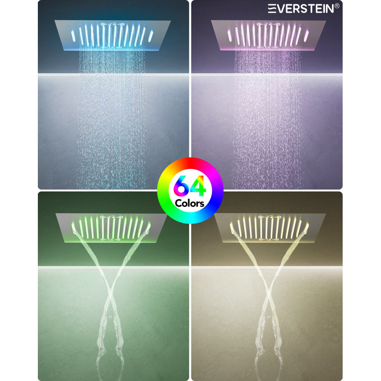 20" Brushed Nickel LED Ceiling Mount Shower System with Bluetooth