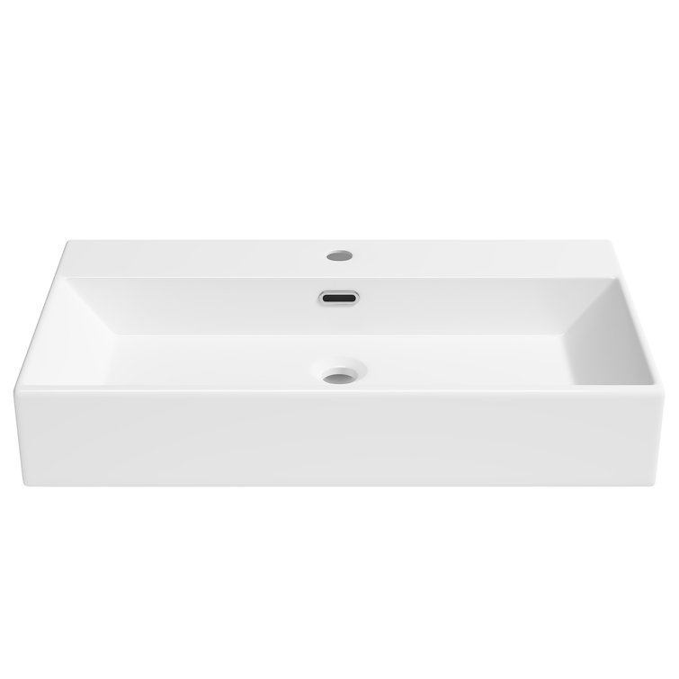 Turner 30" White Ceramic Wall-Mount Rectangular Sink