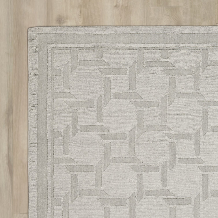 Gray Geometric Hand-Tufted Wool Rug, 4' x 6'