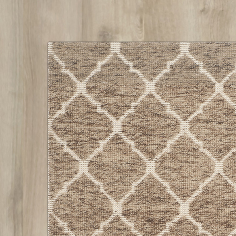 Ivory Geometric Handmade Wool 4' x 6' Tufted Area Rug