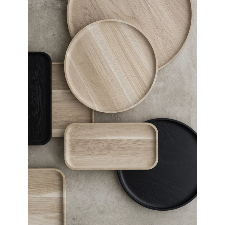 Natural Oak Round Serving Tray, 9.9"