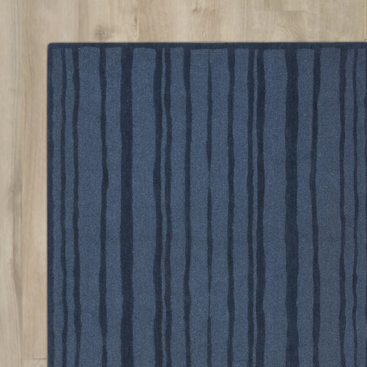 Handmade Blue Wool Tufted Round Stripe Rug 8' x 10'