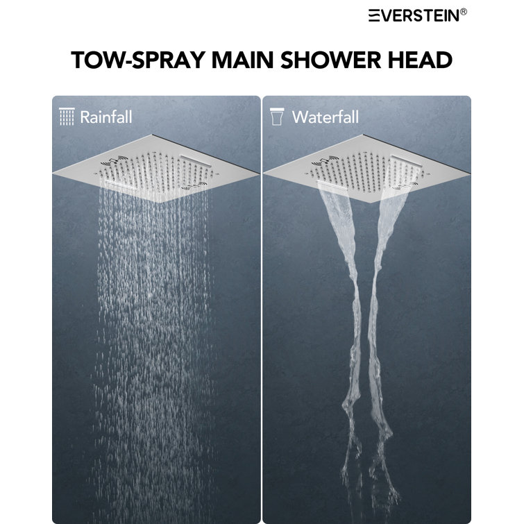 20" Brushed Nickel LED Ceiling Mount Shower System with Bluetooth