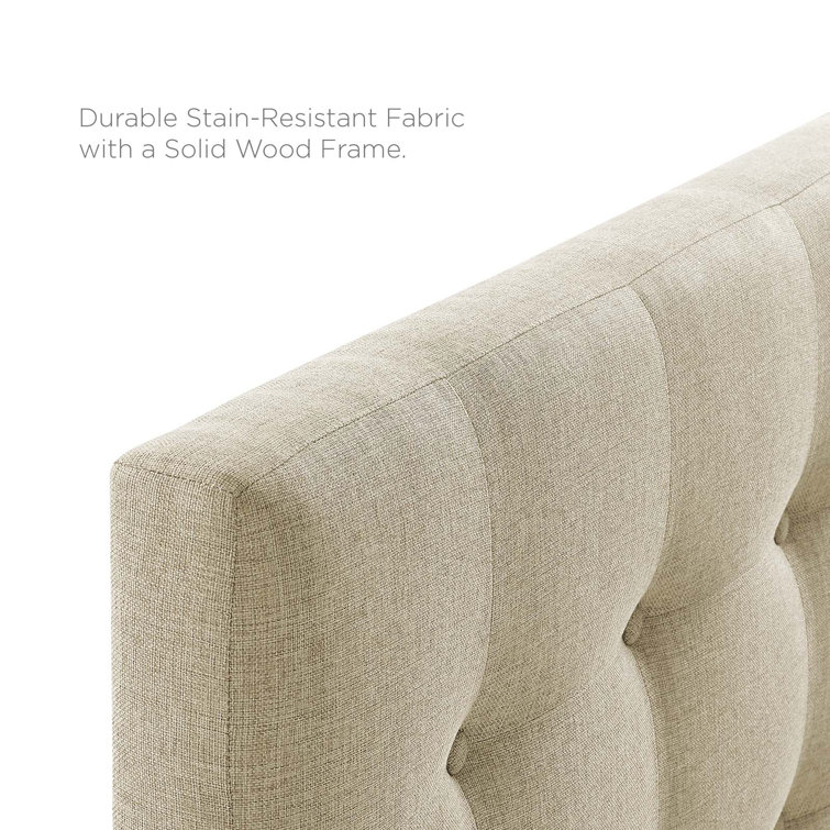 Emily Beige Tufted Linen Full Upholstered Headboard
