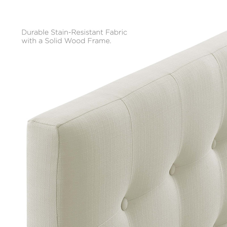 Emily Ivory Tufted Full Upholstered Fabric Headboard