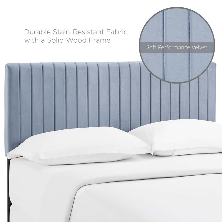 Light Blue Velvet Upholstered Full/Queen Tufted Headboard