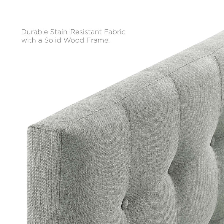 Gray Tufted Upholstered Full Headboard with Button Accents
