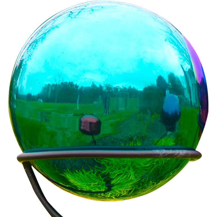 Teal 10-Inch Stainless Steel Weather-Resistant Gazing Ball