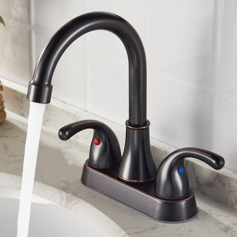 Oil Rubbed Bronze 4-Inch Centerset Bathroom Faucet with Pop-Up Drain