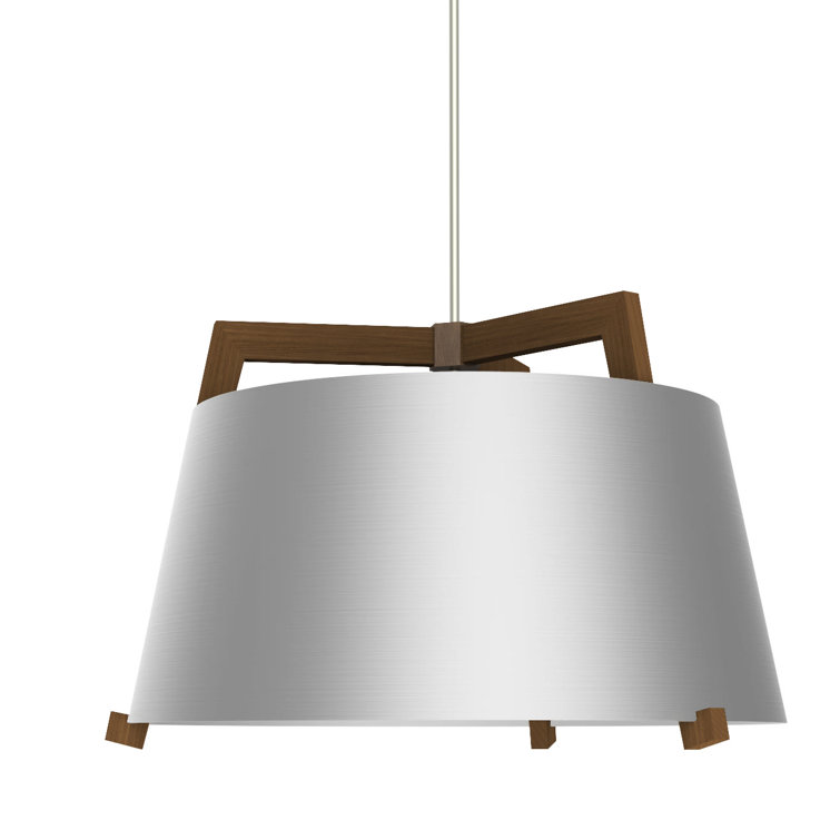 Licht 24" LED Drum Pendant in Dark Stained Walnut with Rose Gold