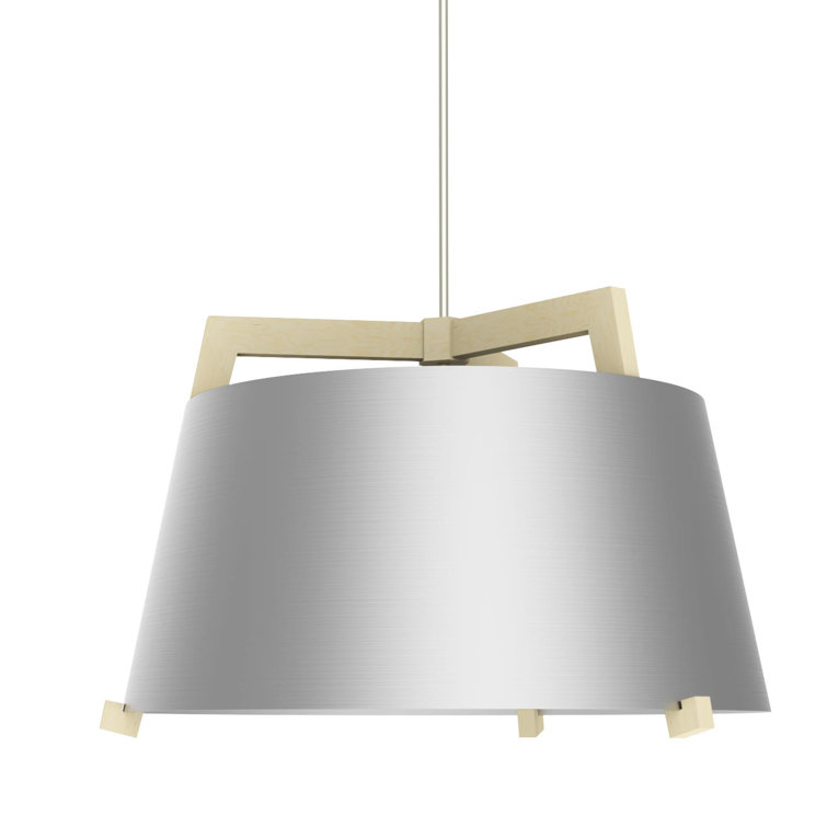 Licht 24" LED Drum Pendant in Dark Stained Walnut with Rose Gold