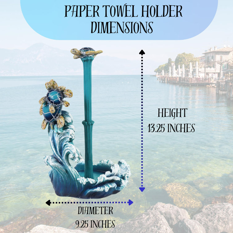 Blue Polyresin Coastal Freestanding Paper Towel Holder with Sea Turtle Design
