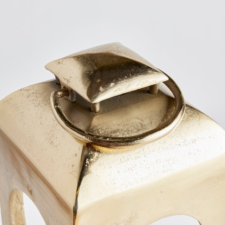Champagne Gold Aluminum and Glass Hurricane Lantern