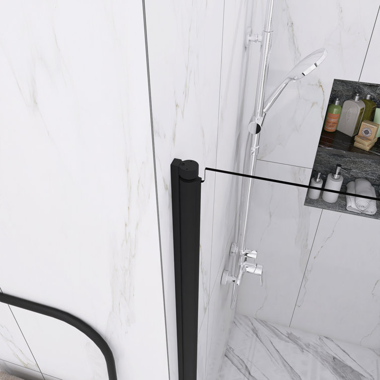 34'' Matte Black Semi-Frameless Pivot Shower Door with Clear Glass
