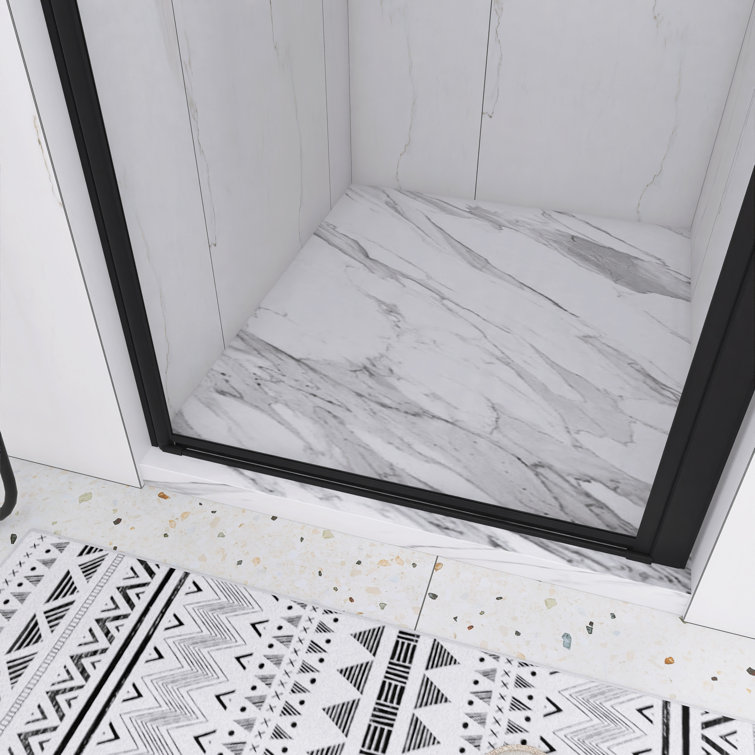 34'' Matte Black Semi-Frameless Pivot Shower Door with Clear Glass