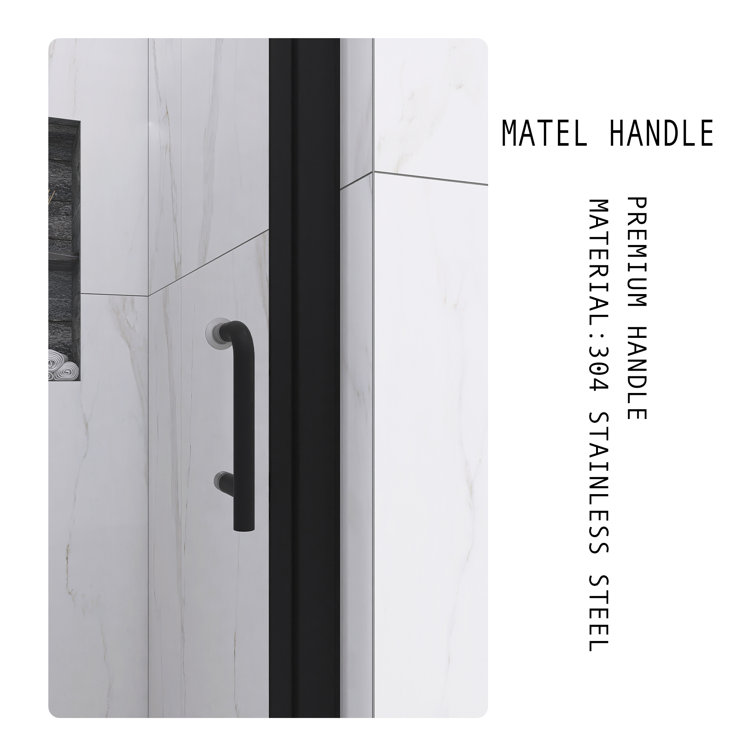 34'' Matte Black Semi-Frameless Pivot Shower Door with Clear Glass