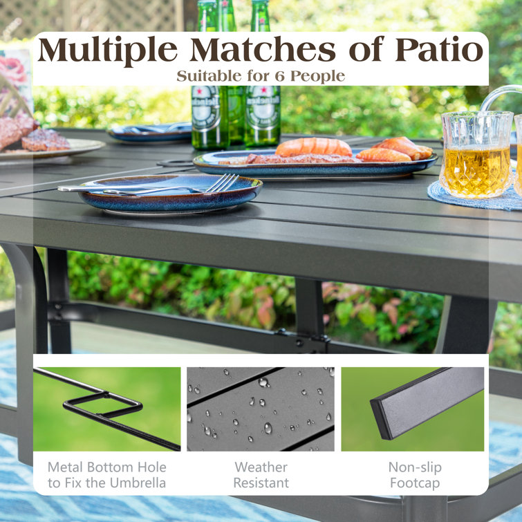 Argyri 6-Person Black Metal Outdoor Dining Set with Cushions