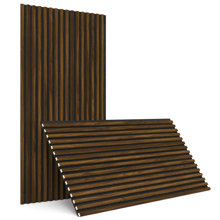 24" x 47.2" Brown Wood Slat Acoustic Wall Panels