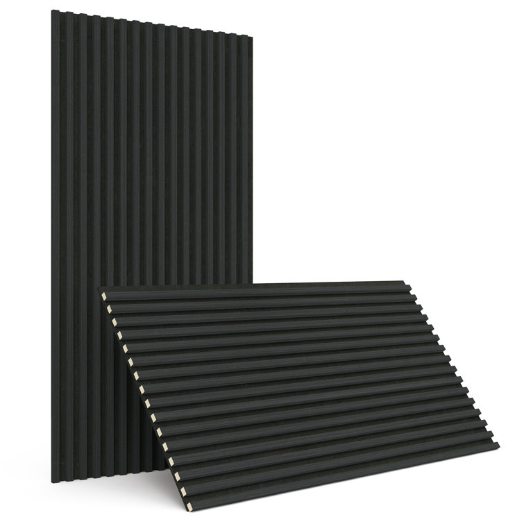 Charcoal Embossed Wood Slat Acoustic Wall Paneling 24" x 48"
