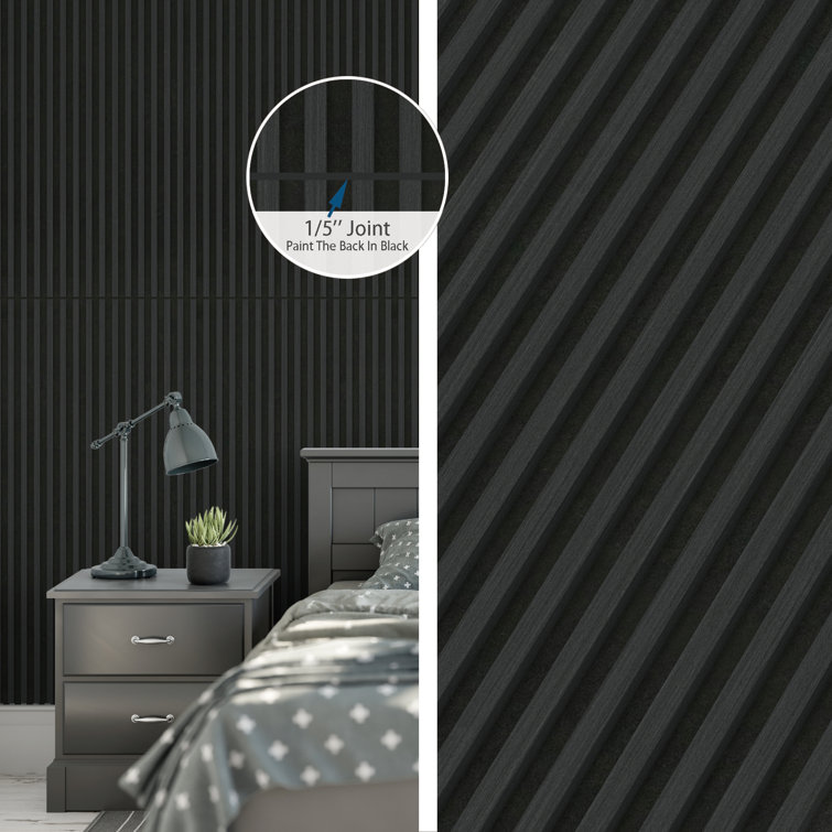 Charcoal Embossed Wood Slat Acoustic Wall Paneling 24" x 48"