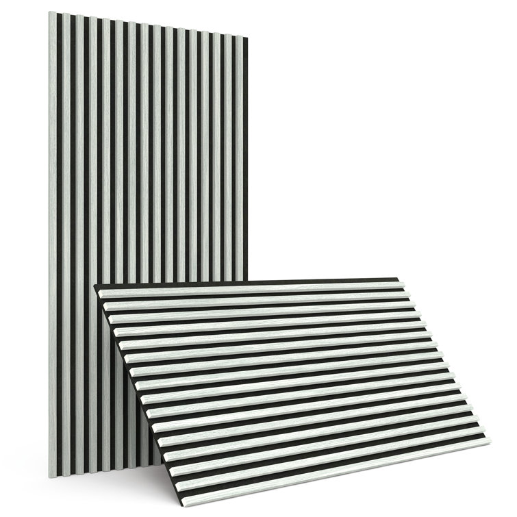 Gray 24" x 48" Wood Slat Acoustic Wall Panels with Recycled Felt Backing