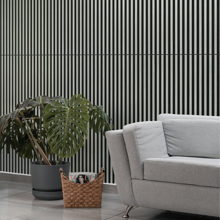 Gray 24" x 48" Wood Slat Acoustic Wall Panels with Recycled Felt Backing