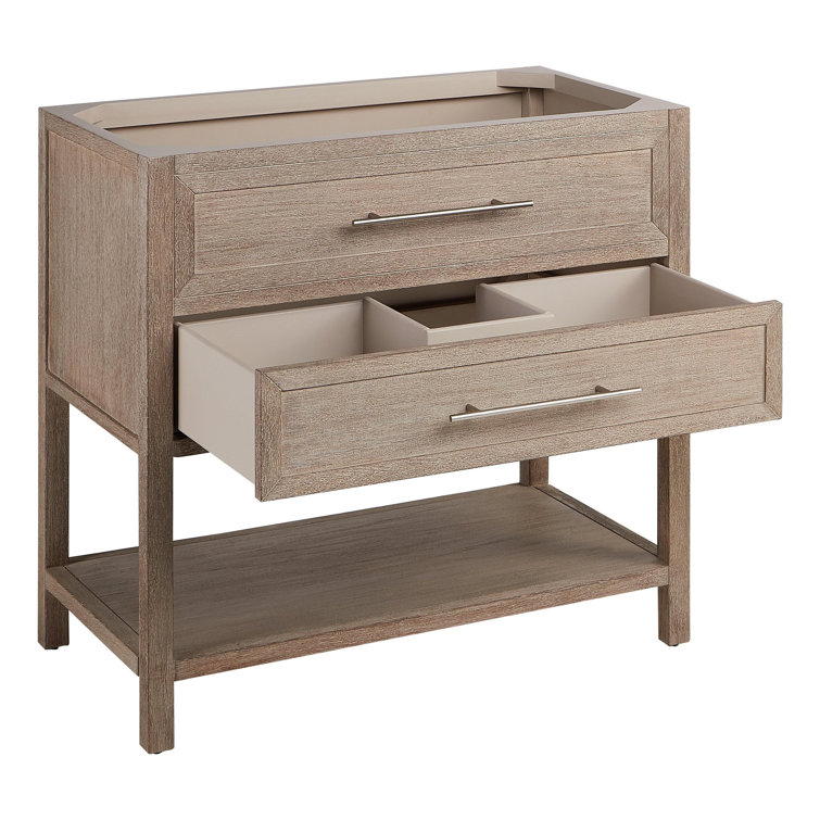 Robertson 36" Brushed White Mahogany Bathroom Vanity with Carrara Marble Top